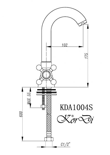 Смеситель для раковины KorDi KD 1004S-F04 бронза.