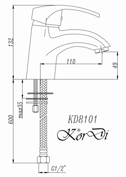 Смеситель для раковины KorDi KD 8101-C58.
