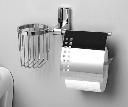 Держатель туалетной бумаги и освежителя WasserKRAFT К-5059 с крышкой хром
