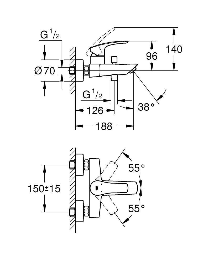 Смеситель для ванны Grohe Eurosmart NEW 33300003.